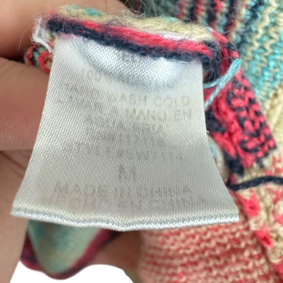 Kate Collection Colorful Aztec Print Open Asymmetrical Cardigan Sweater Size M - Picture 6 of 6